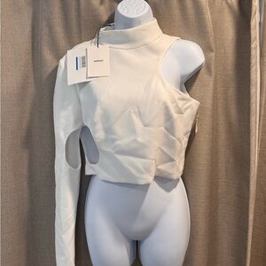 Monot White Asymmetrical Women's Top